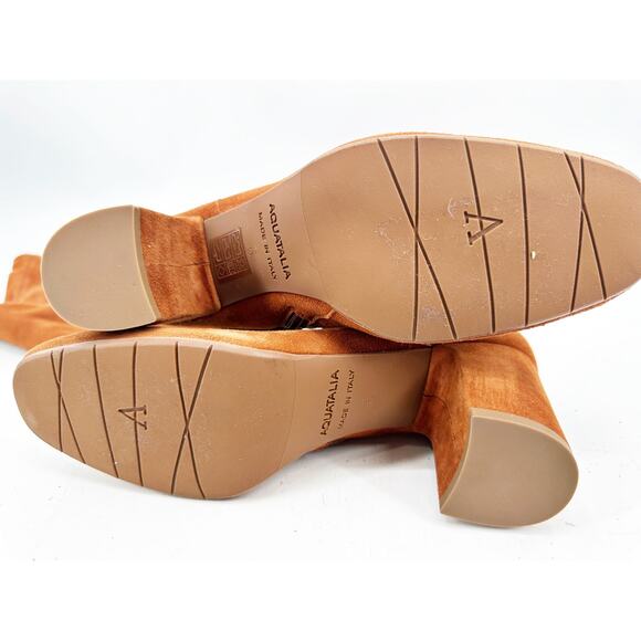 Aquatalia Barbera Rust Brown Suede Heeled Over The Knee Boots Size 6 - Picture 5 of 6